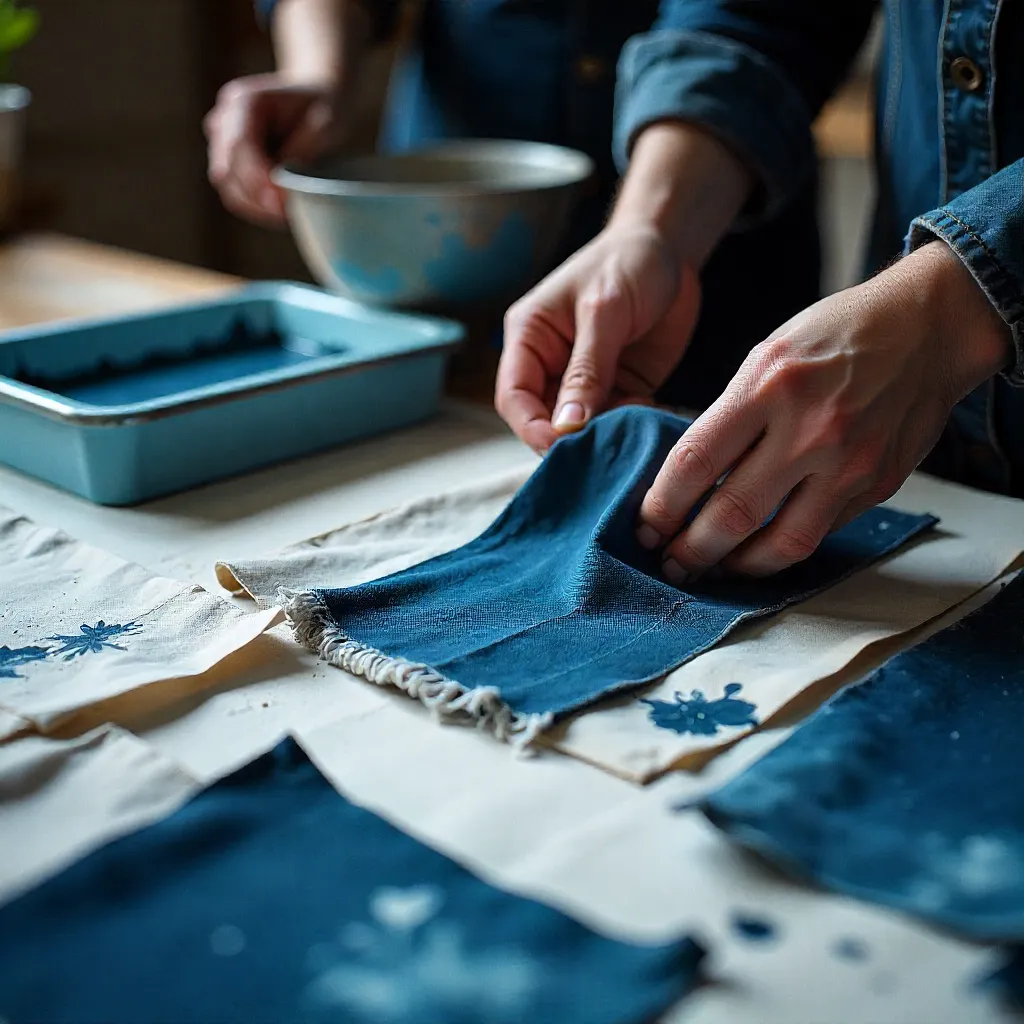 Sustainable fabric dyeing workshop with natural materials