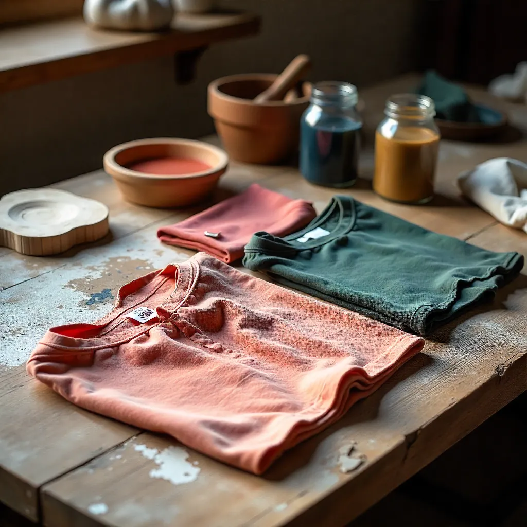 Seasonal dyeing materials arranged for Nordic climate techniques